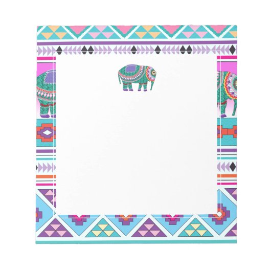 模様のあるアステカ象 ノートパッド (正面)