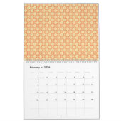 模様のあるオレンジ色と白い背景 カレンダー (2月 2026)