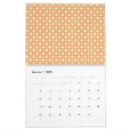 模様のあるオレンジ色と白い背景 カレンダー