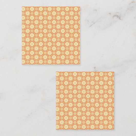 模様のあるオレンジ色と白い背景 予約カード (正面/裏面)