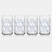 模様のある白と青の背景 ガラス缶 (左)