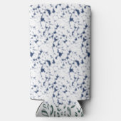 模様のある白と青の背景 スリム缶クーラー (裏面)