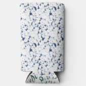 模様のある白と青の背景 スリム缶クーラー (正面)