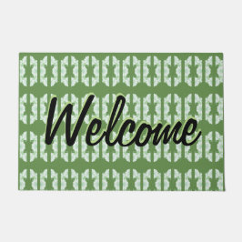 模様のある緑のドアマットかわいらし。 ドアマット