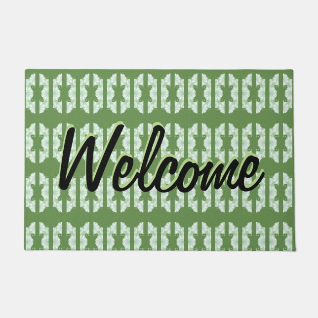 模様のある緑のドアマットかわいらし。 ドアマット (正面)