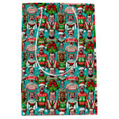 模様のある「醜い」クリスマスユーモアのあるセーター ミディアムペーパーバッグ (正面)