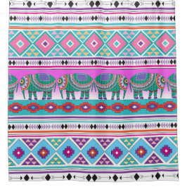 模様のアステカ象 シャワーカーテン