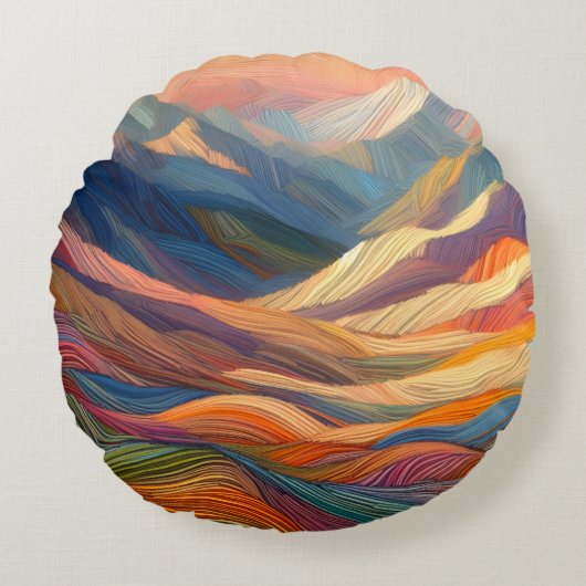 模様のカラフル響き ラウンドクッション (正面)