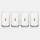 模様のデザイン赤と白 ガラス缶 (正面)