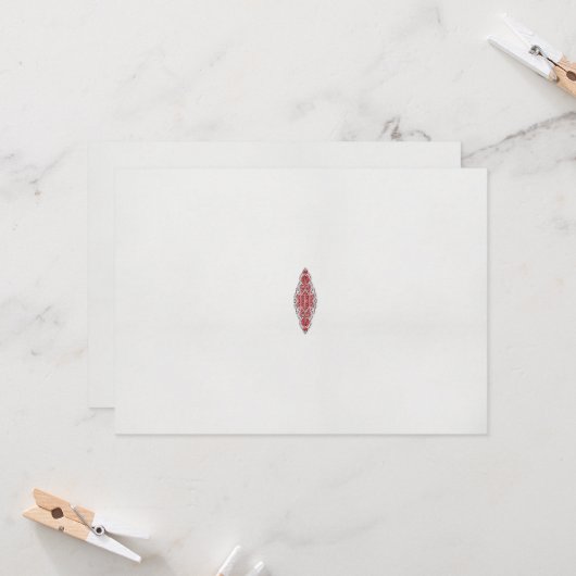 模様のデザイン赤と白 招待状 (正面/裏面インサイチュ)