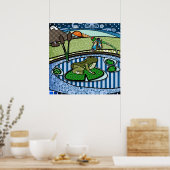 模様のフクロウ ポスター (キッチン)