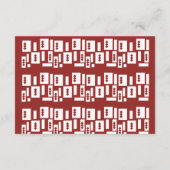 模様の入った赤い敷物が広がっている エンクロージャーカード (裏面)