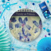 模様の混ざった花が咲く ペーパープレート (パーティー)