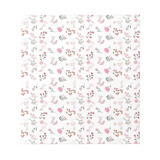 模様の繊細な花の詰め合わせ ノートパッド (正面)