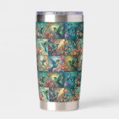 模様の9羽のハチドリのコレクション 保温保冷タンブラー (背面)