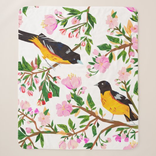 模様は鳥花だ。紋が出ている シェルパブランケット (正面)