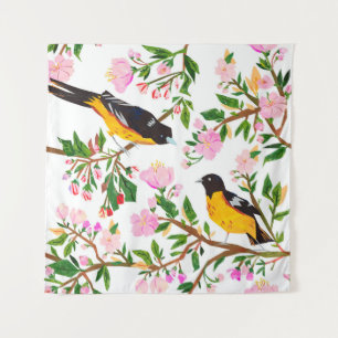 模様は鳥花だ。紋が出ている タペストリー