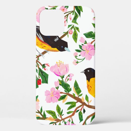 模様は鳥花だ。紋が出ている Case-Mate iPhoneケース (裏面)