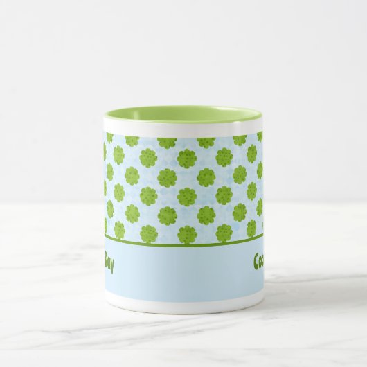模様グリーンリーフクローバーコーヒーマグ マグカップ (中央)