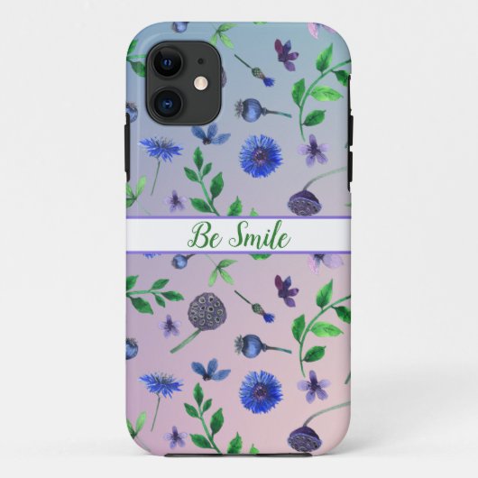 模様ネイビーブルーの花iPhoneケース Case-Mate iPhoneケース (裏面)