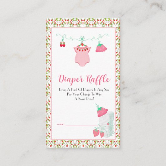 模様ベビーシャワー付きイチゴベビー衣装 エンクロージャーカード (正面)
