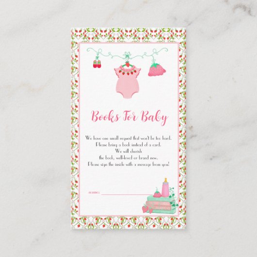 模様ベビーシャワー付きイチゴベビー衣装 エンクロージャーカード (正面)