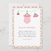 模様ベビーシャワー付きイチゴベビー衣装 サンキューカード (正面)