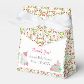 模様ベビーシャワー付きイチゴベビー衣装 フェイバーボックス (正面サイド)