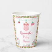 模様ベビーシャワー付きイチゴベビー衣装 紙コップ (裏面)