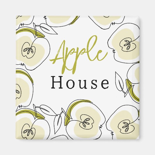 模様リンゴ付きマグネット描。 マグネット (正面)