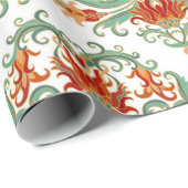 模様付きの赤流を使ったシームレスな装飾模様 ラッピングペーパー (ロールコーナー)