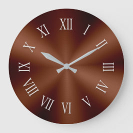 模様入りローマ数字のブラウンメタリック時計 ラージ壁時計