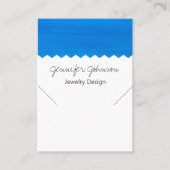 模様水彩青ネックレス表示カード 名刺 (正面)