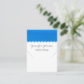 模様水彩青ネックレス表示カード 名刺 (スタンド正面)
