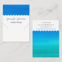 模様水彩青ネックレス表示カード