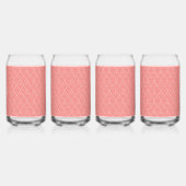 模様赤と白のある背景 ガラス缶 (正面)