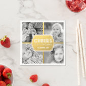 模造のな金ゴールドの応援の写真のコラージュ|の休日のナプキン スタンダードカクテルナプキン (インサイチュ)