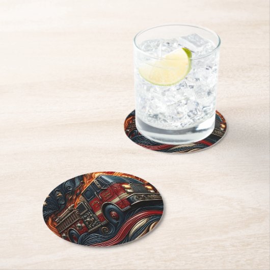 模造クラシック革の上のトラック ラウンドペーパーコースター (インサイチュ)