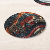 模造クラシック革の上のトラック ラウンドペーパーコースター (アングル)