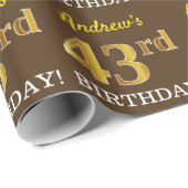 模造ゴールド調の文字で"43歳の誕生日" ラッピングペーパー (ロールコーナー)