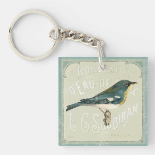 権利に直面しているヴィンテージの鳥 キーホルダー (正面)