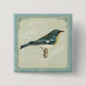 権利に直面しているヴィンテージの鳥 缶バッジ (正面)