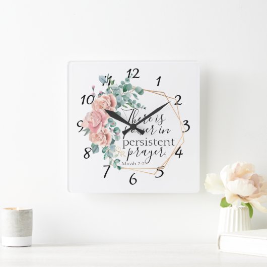 権力が祈りの言葉する スクエア壁時計 (ホーム)