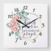 権力が祈りの言葉する スクエア壁時計 (正面)