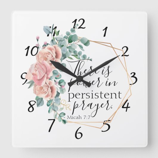 権力が祈りの言葉する スクエア壁時計 (正面)