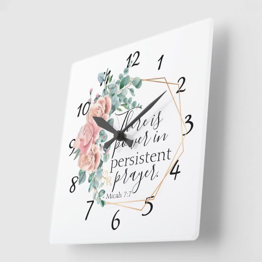 権力が祈りの言葉する スクエア壁時計 (傾斜)