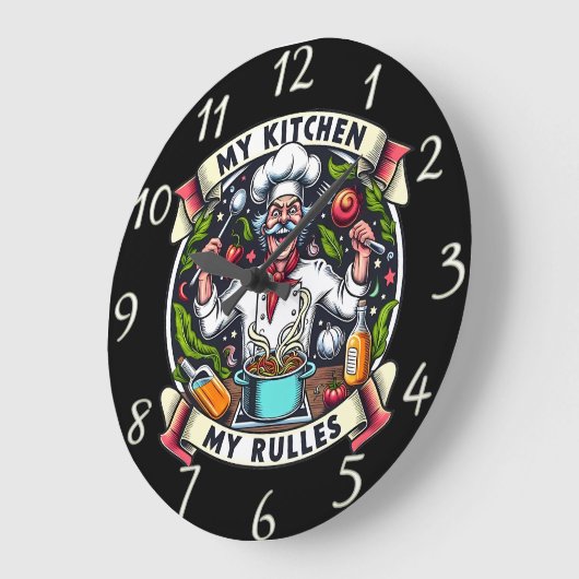 権威を主張する料理長 ラージ壁時計 (傾斜)
