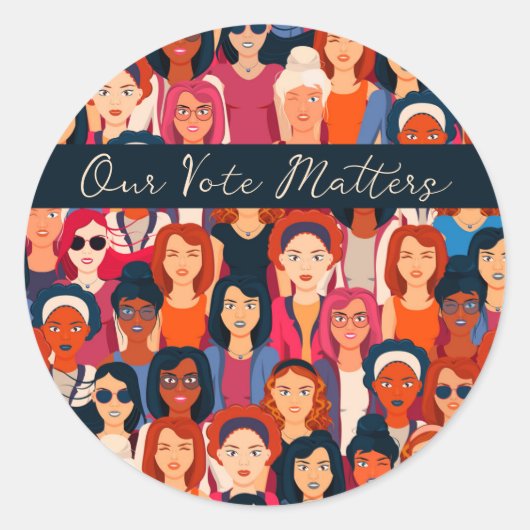 権限を持つ女性がカード空白の内で投票 ラウンドシール (正面)