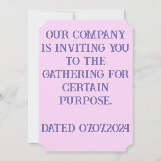 権限を持つ女性引用文パープルモダン文字 招待状 (裏面)