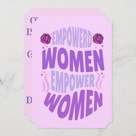 権限を持つ女性引用文パープルモダン文字 招待状 (正面/裏面)